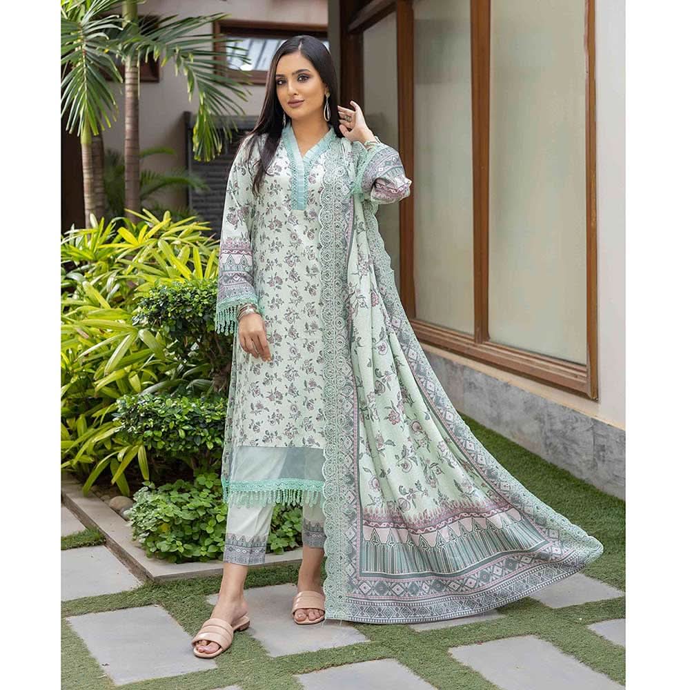 Deena Dhanak Printed Chikcen Kari Unstitched 3Pcs Suit - D-3, Women, 3Pcs Shalwar Suit, Schick Creation, Chase Value
