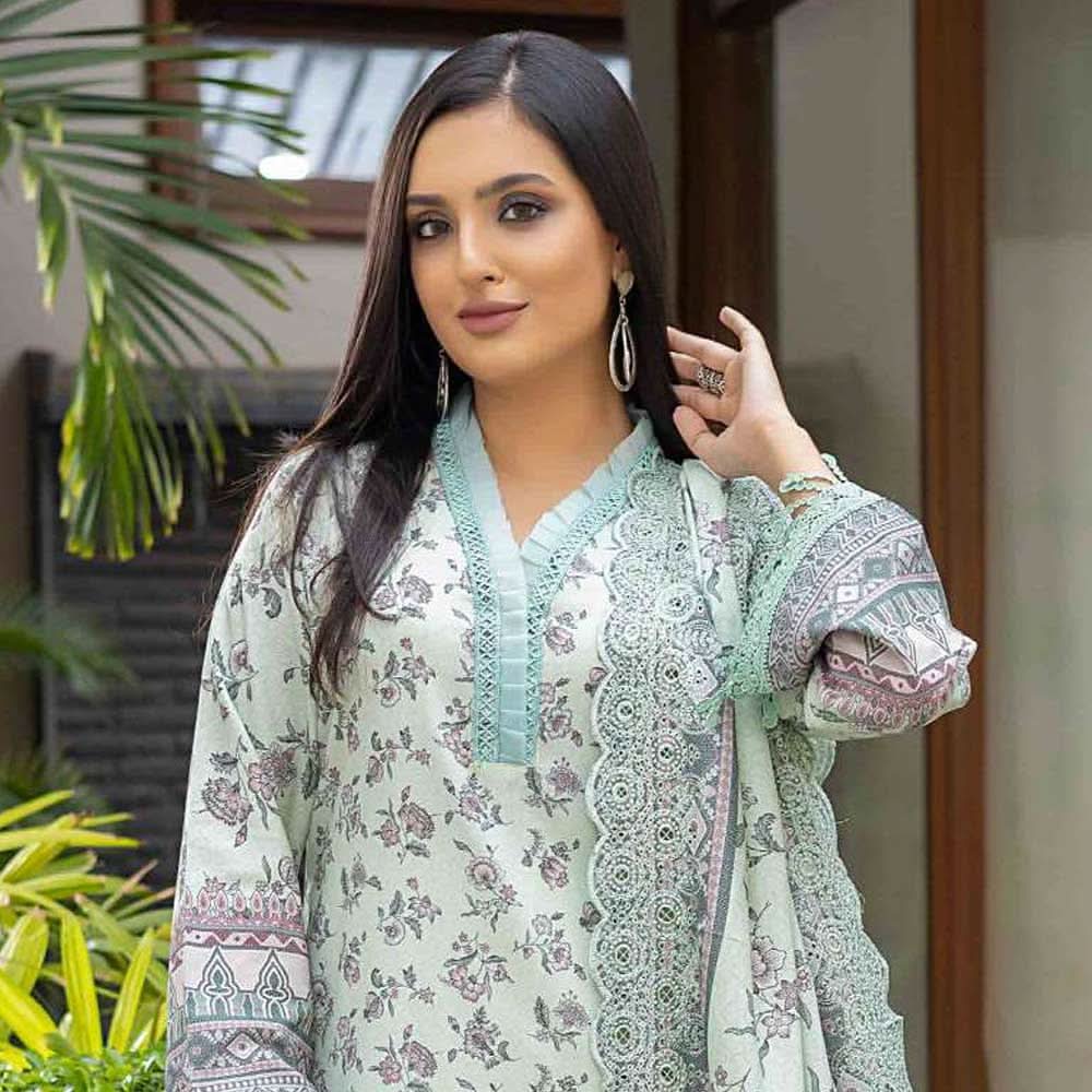 Deena Dhanak Printed Chikcen Kari Unstitched 3Pcs Suit - D-3, Women, 3Pcs Shalwar Suit, Schick Creation, Chase Value