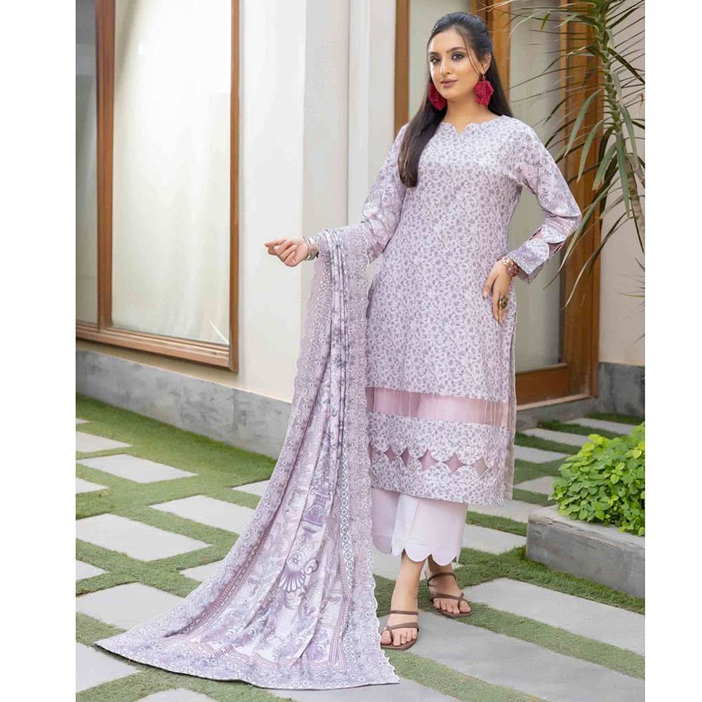 Deena Dhanak Printed Chikcen Kari Unstitched 3Pcs Suit - D-6, Women, 3Pcs Shalwar Suit, Schick Creation, Chase Value