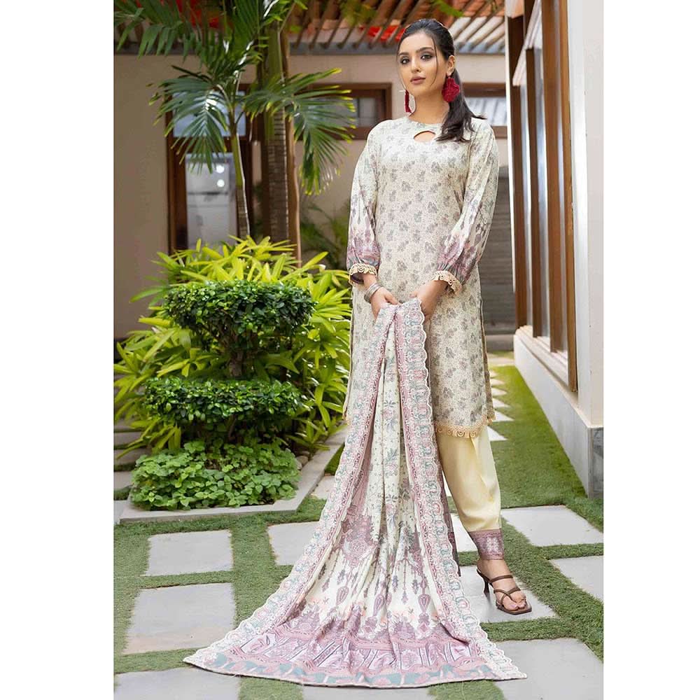 Deena Dhanak Printed Chikcen Kari Unstitched 3Pcs Suit - D-8, Women, 3Pcs Shalwar Suit, Schick Creation, Chase Value