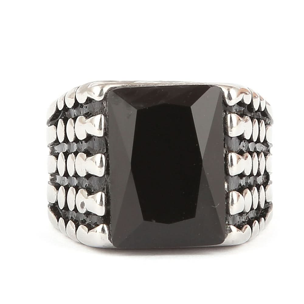 Men's Fancy Stone Ring - Black - test-store-for-chase-value