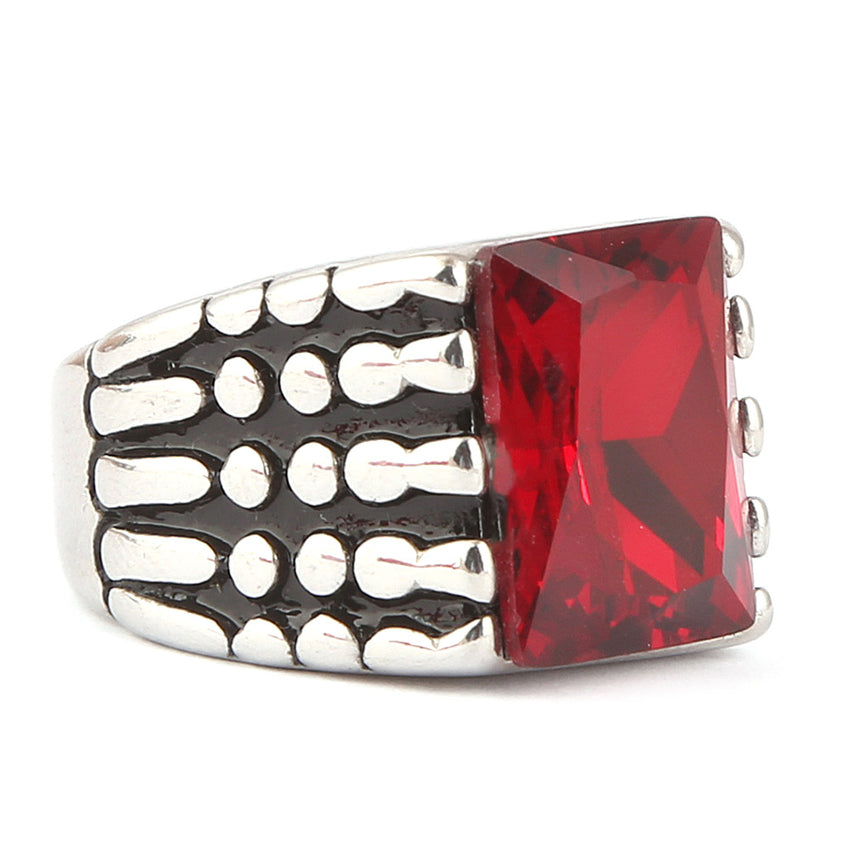 Men's Fancy Stone Ring - Red - test-store-for-chase-value