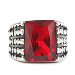 Men's Fancy Stone Ring - Red - test-store-for-chase-value