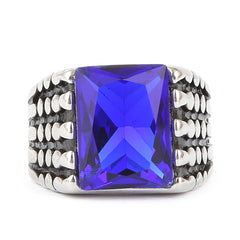 Men's Fancy Stone Ring - Blue - test-store-for-chase-value