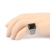 Men's Fancy Stone Ring - Black - test-store-for-chase-value