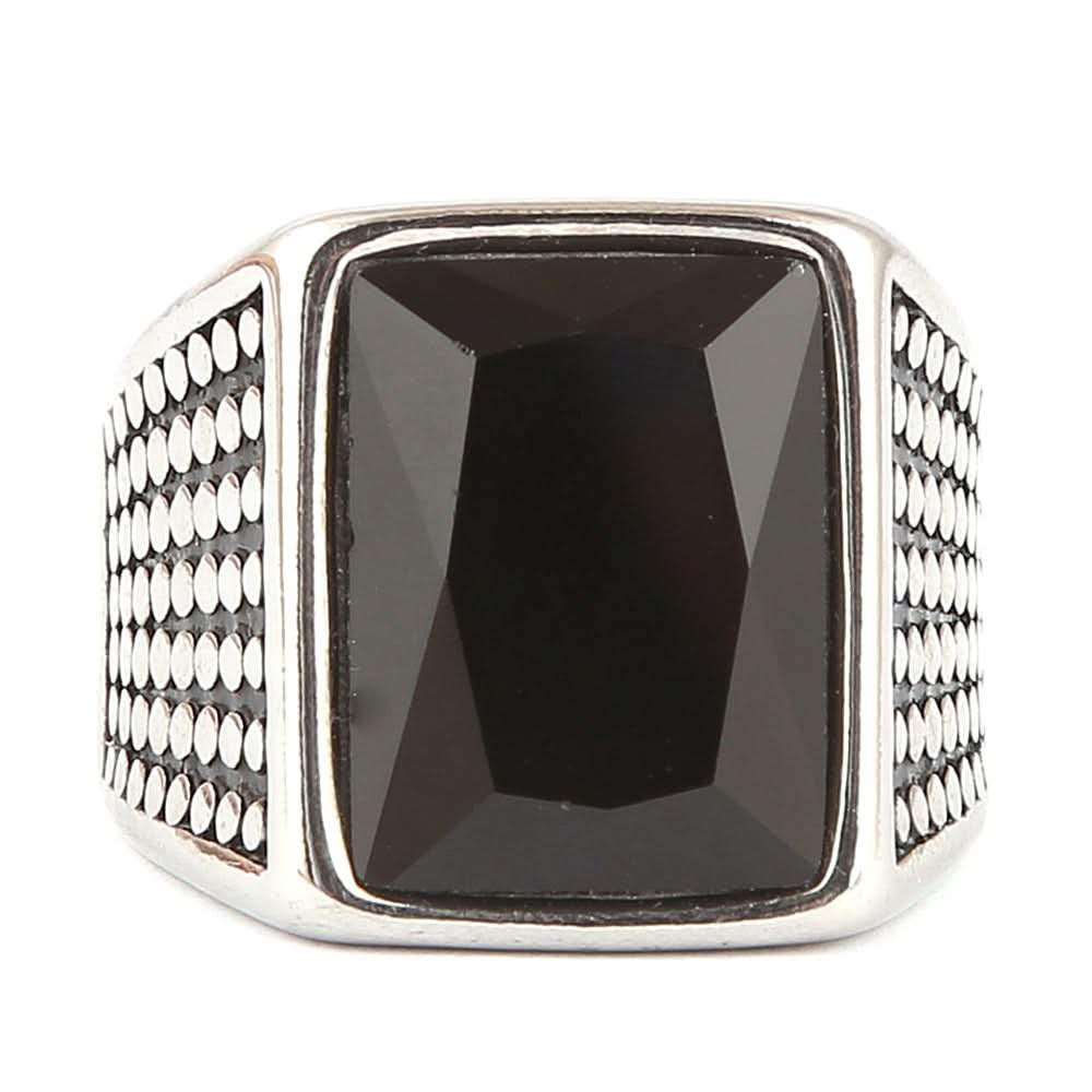Men's Fancy Stone Ring - Black - test-store-for-chase-value