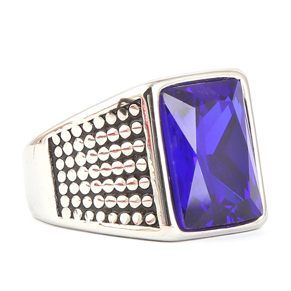 Men's Fancy Stone Ring - Blue - test-store-for-chase-value