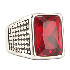 Men's Fancy Stone Ring - Red - test-store-for-chase-value