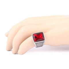 Men's Fancy Stone Ring - Red - test-store-for-chase-value