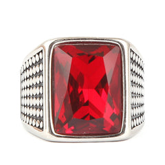 Men's Fancy Stone Ring - Red - test-store-for-chase-value