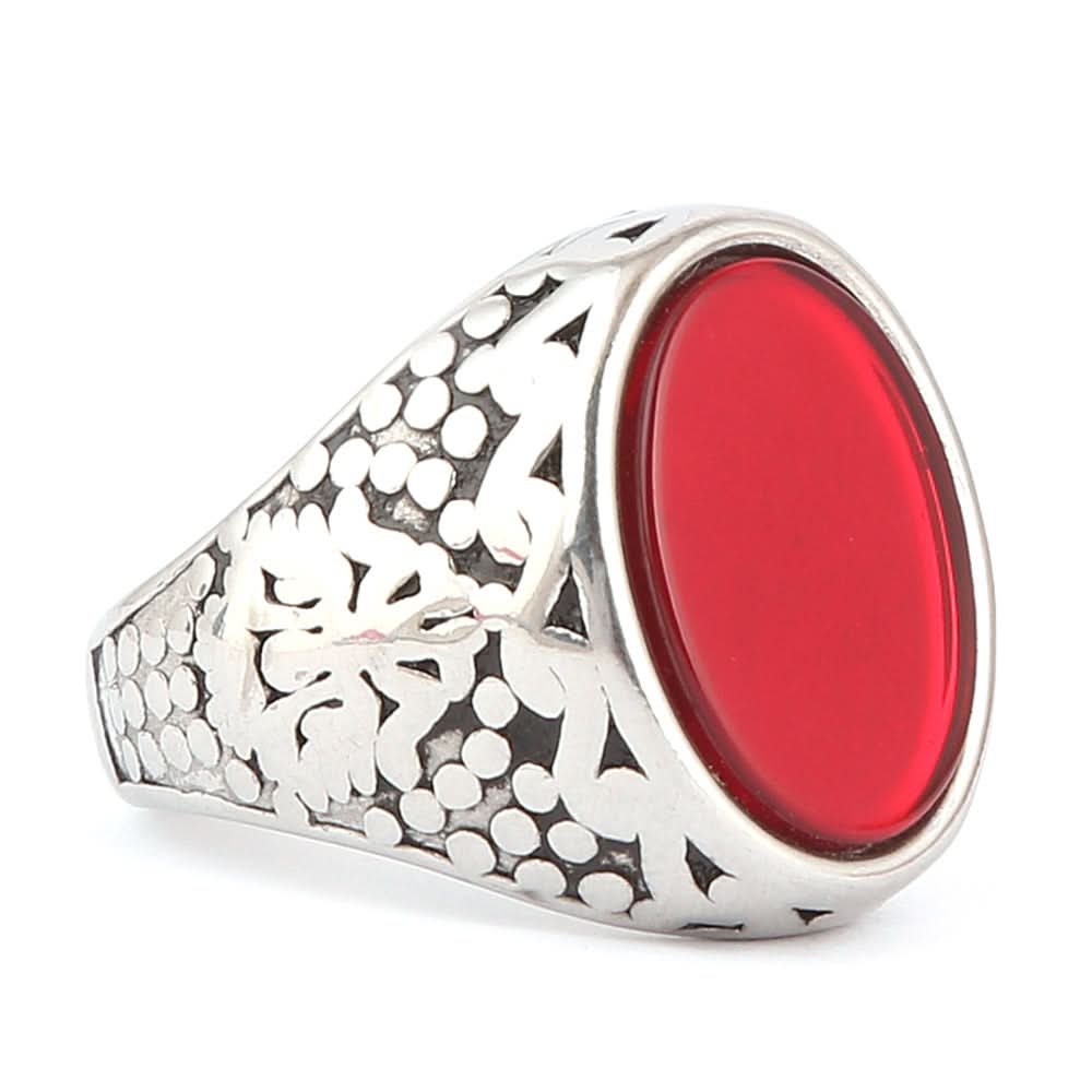 Men's Fancy Stone Ring - Red - test-store-for-chase-value