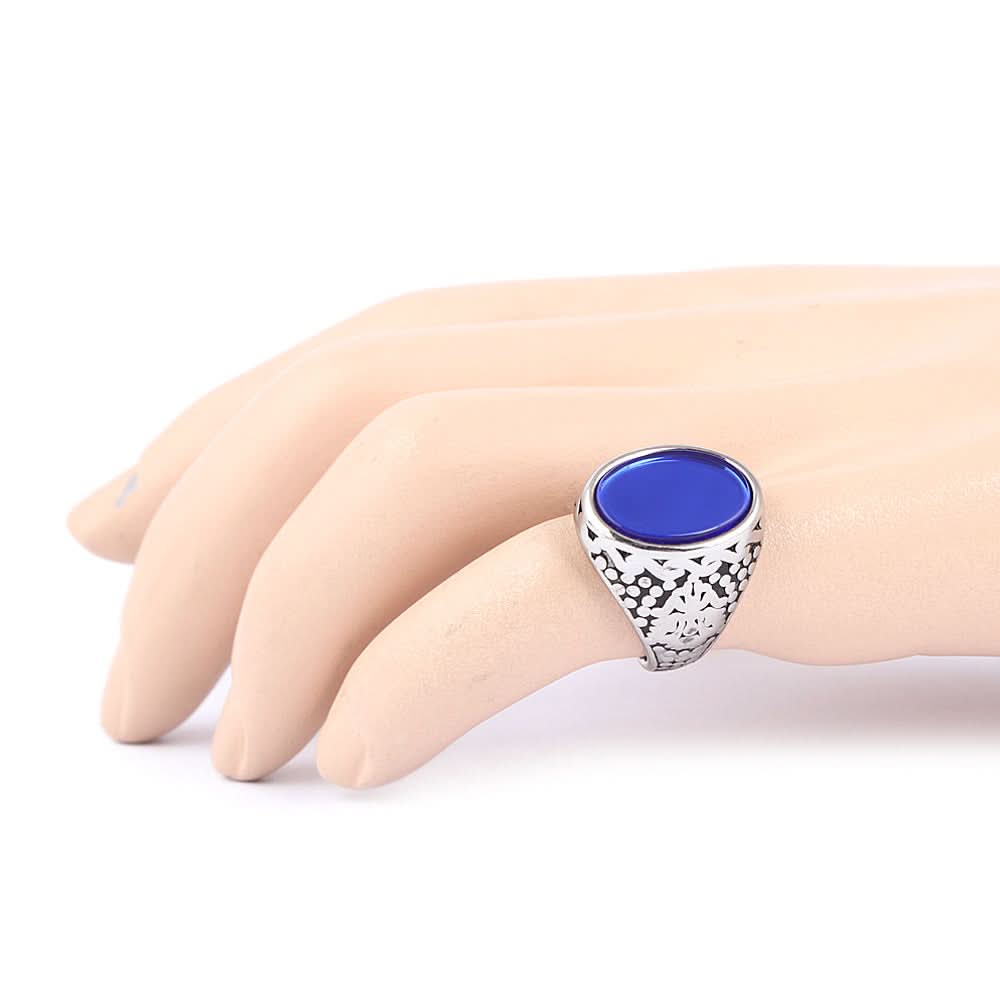 Men's Fancy Stone Ring - Blue - test-store-for-chase-value