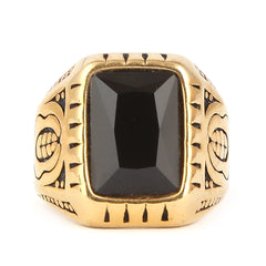 Men's Fancy Stone Ring - Black - test-store-for-chase-value