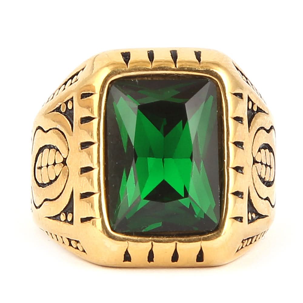 Men's Fancy Stone Ring - Green - test-store-for-chase-value