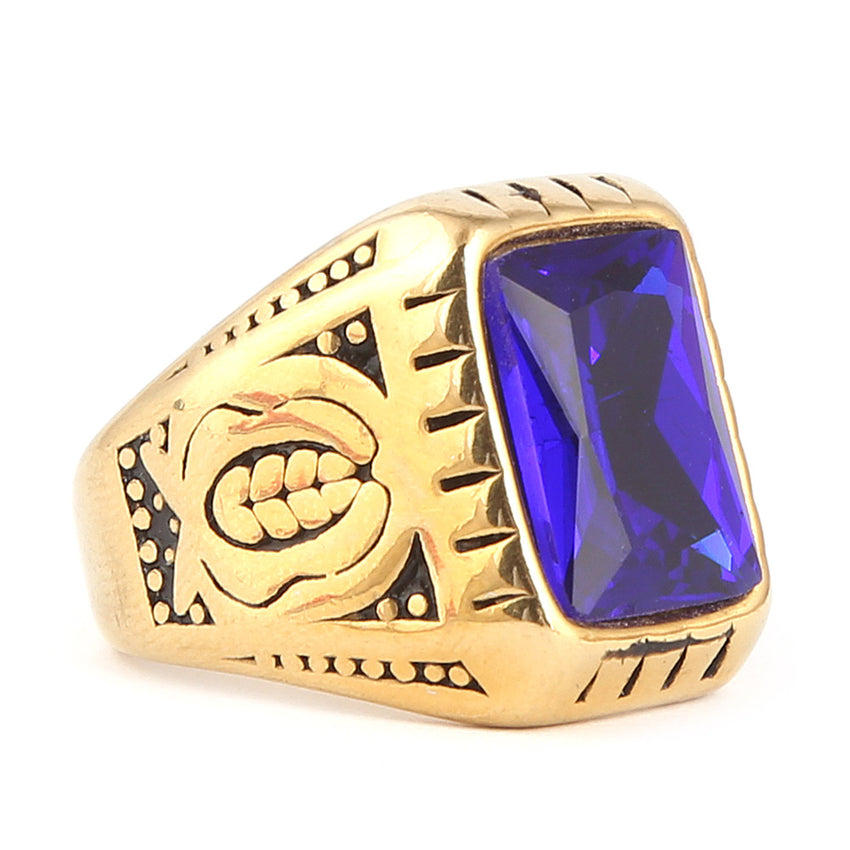 Men's Fancy Stone Ring - Blue - test-store-for-chase-value