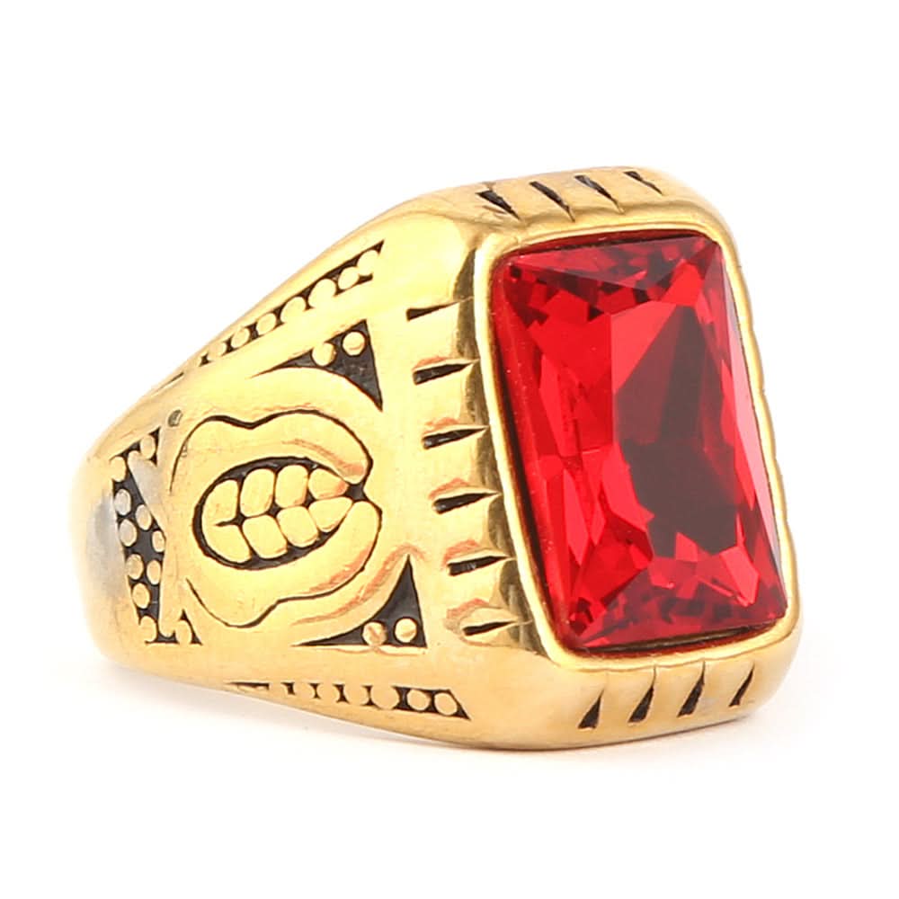 Men's Fancy Stone Ring - Red - test-store-for-chase-value