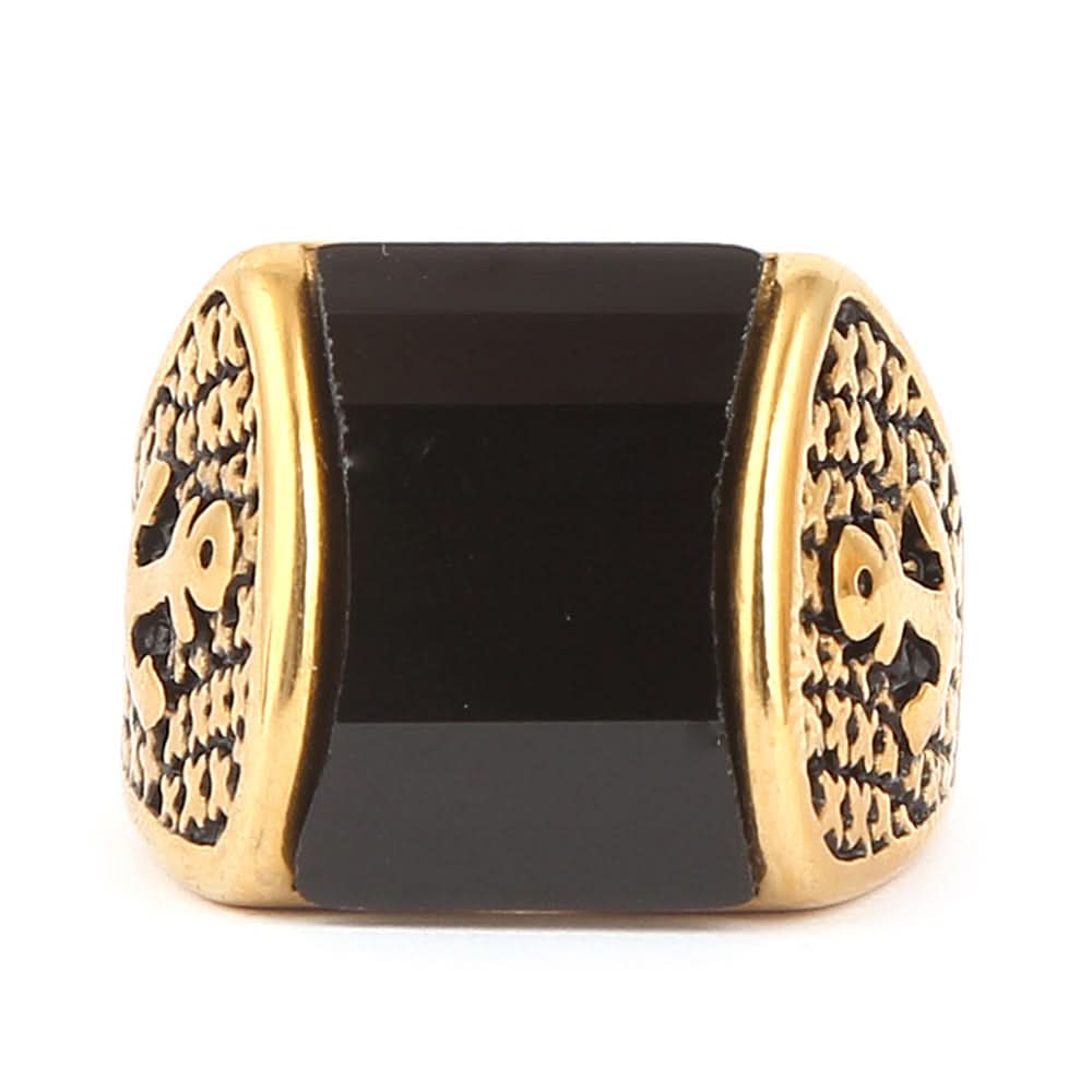 Men's Fancy Stone Ring - Black - test-store-for-chase-value