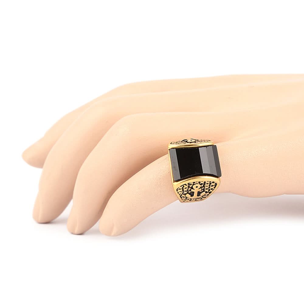 Men's Fancy Stone Ring - Black - test-store-for-chase-value