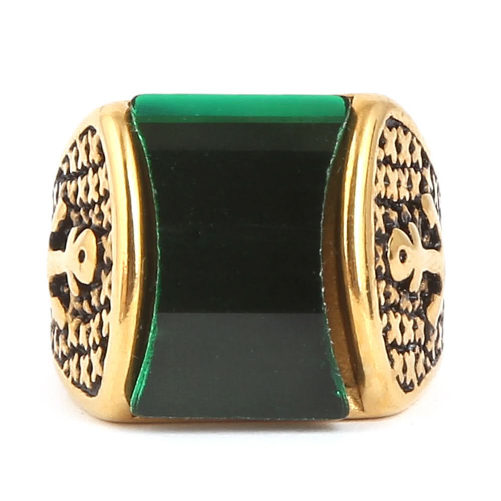Men's Fancy Stone Ring - Green - test-store-for-chase-value