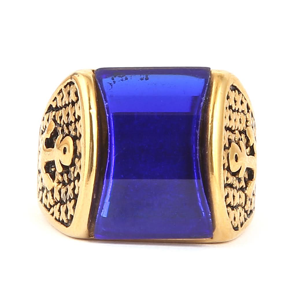 Men's Fancy Stone Ring - Blue - test-store-for-chase-value