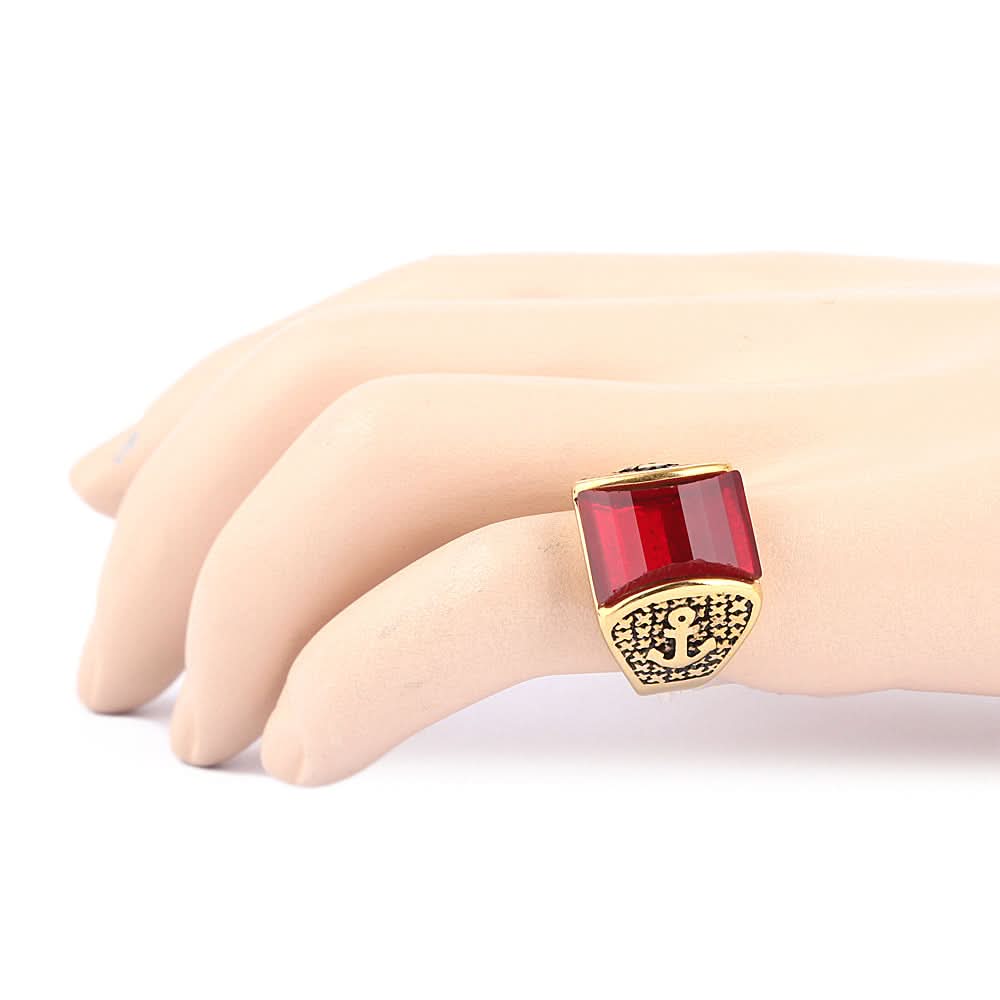 Men's Fancy Stone Ring - Red - test-store-for-chase-value