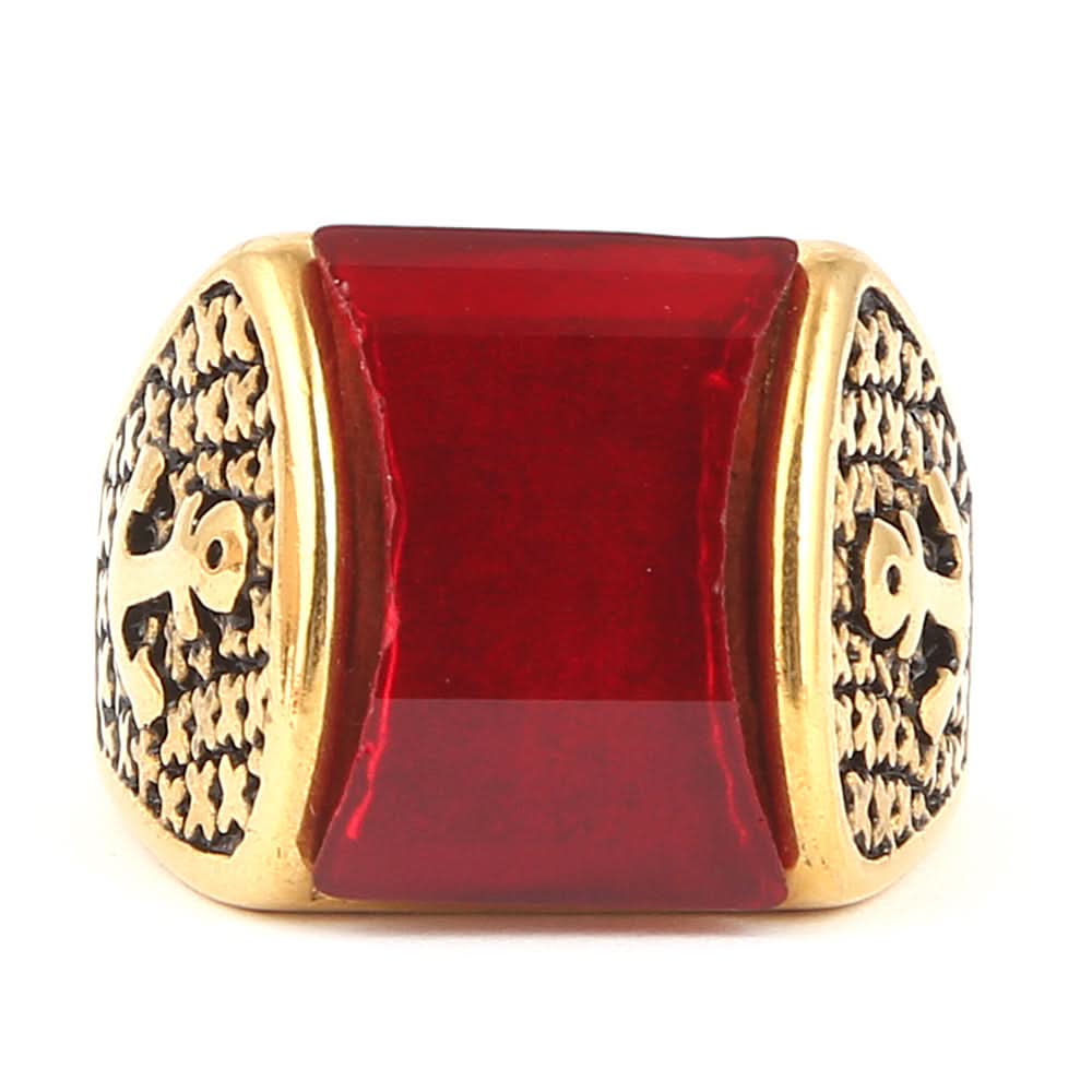 Men's Fancy Stone Ring - Red - test-store-for-chase-value