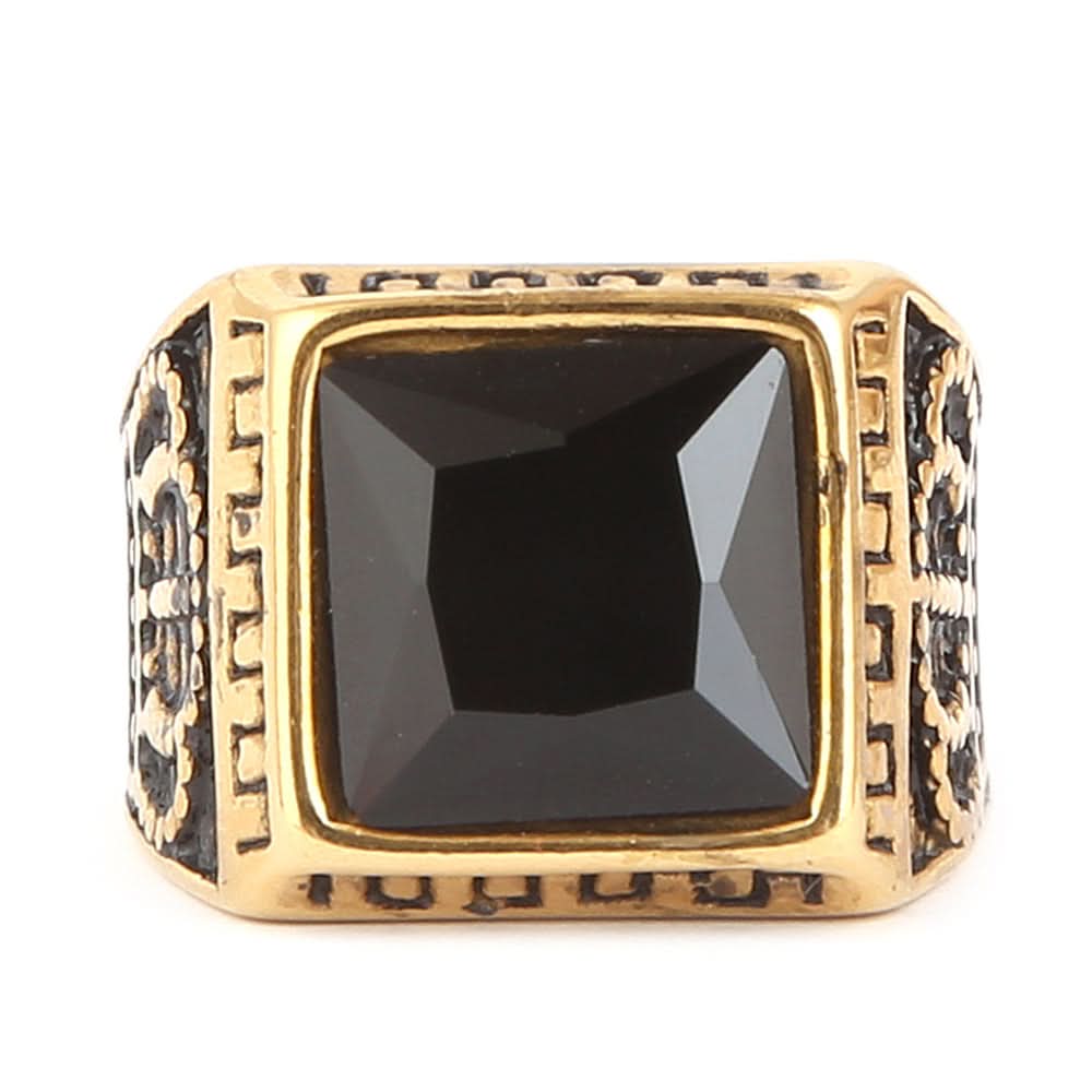 Men's Fancy Stone Ring - Black - test-store-for-chase-value