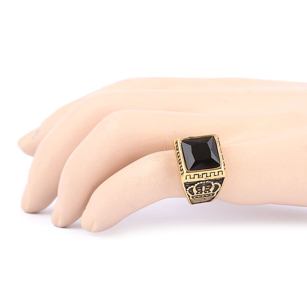 Men's Fancy Stone Ring - Black - test-store-for-chase-value