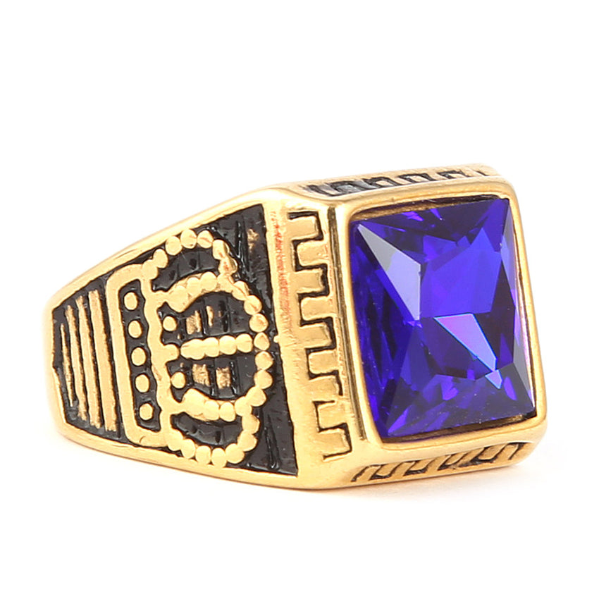 Men's Fancy Stone Ring - Blue - test-store-for-chase-value