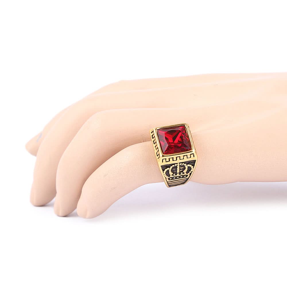 Men's Fancy Stone Ring - Red - test-store-for-chase-value