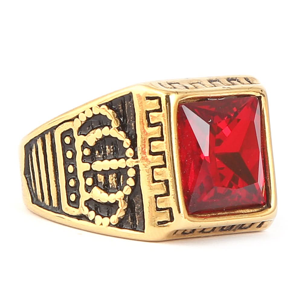 Men's Fancy Stone Ring - Red - test-store-for-chase-value