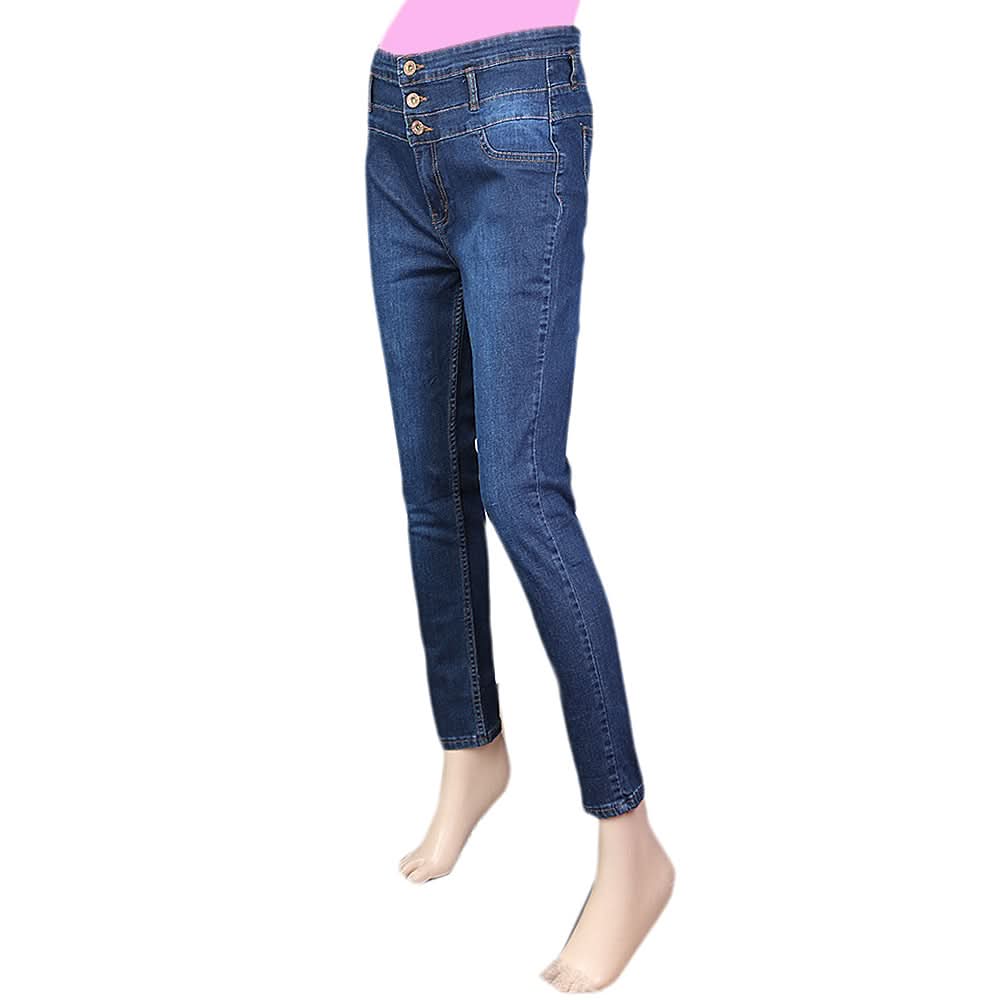 Women's Denim High Waist pant -Dark Blue, Women, Pants & Tights, Chase Value, Chase Value