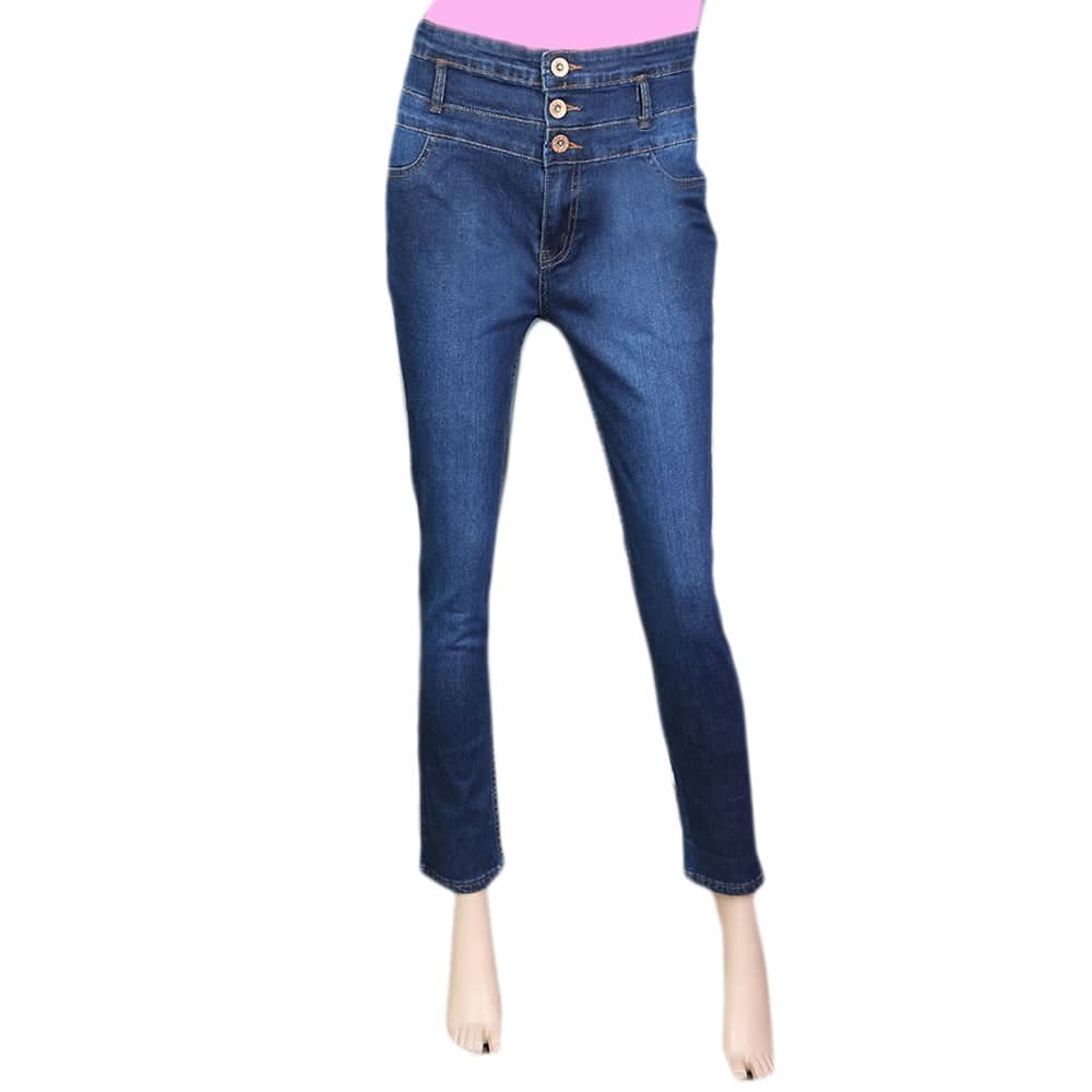 Women's Denim High Waist pant -Dark Blue, Women, Pants & Tights, Chase Value, Chase Value
