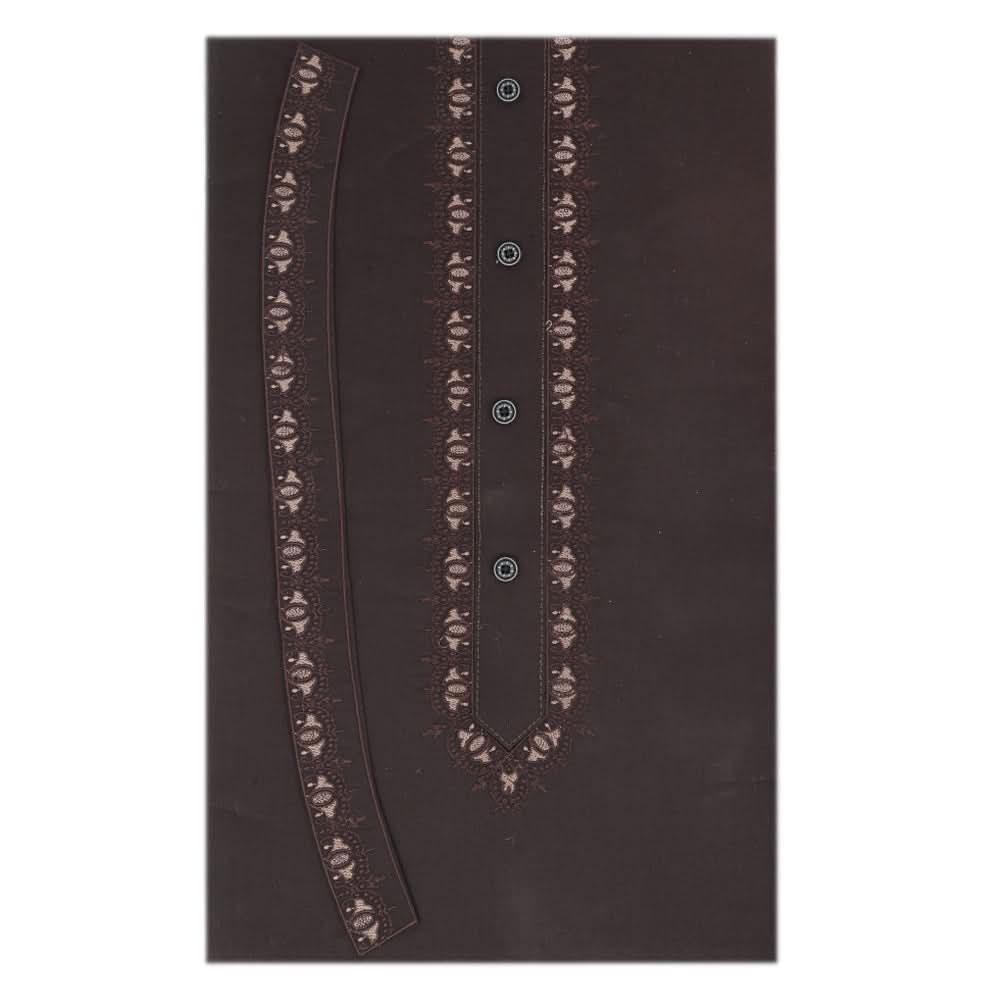 Men's Mashriq Embroidered Un-Stitched Suit - Dark-Brown, Men, Unstitched Fabric, Chase Value, Chase Value