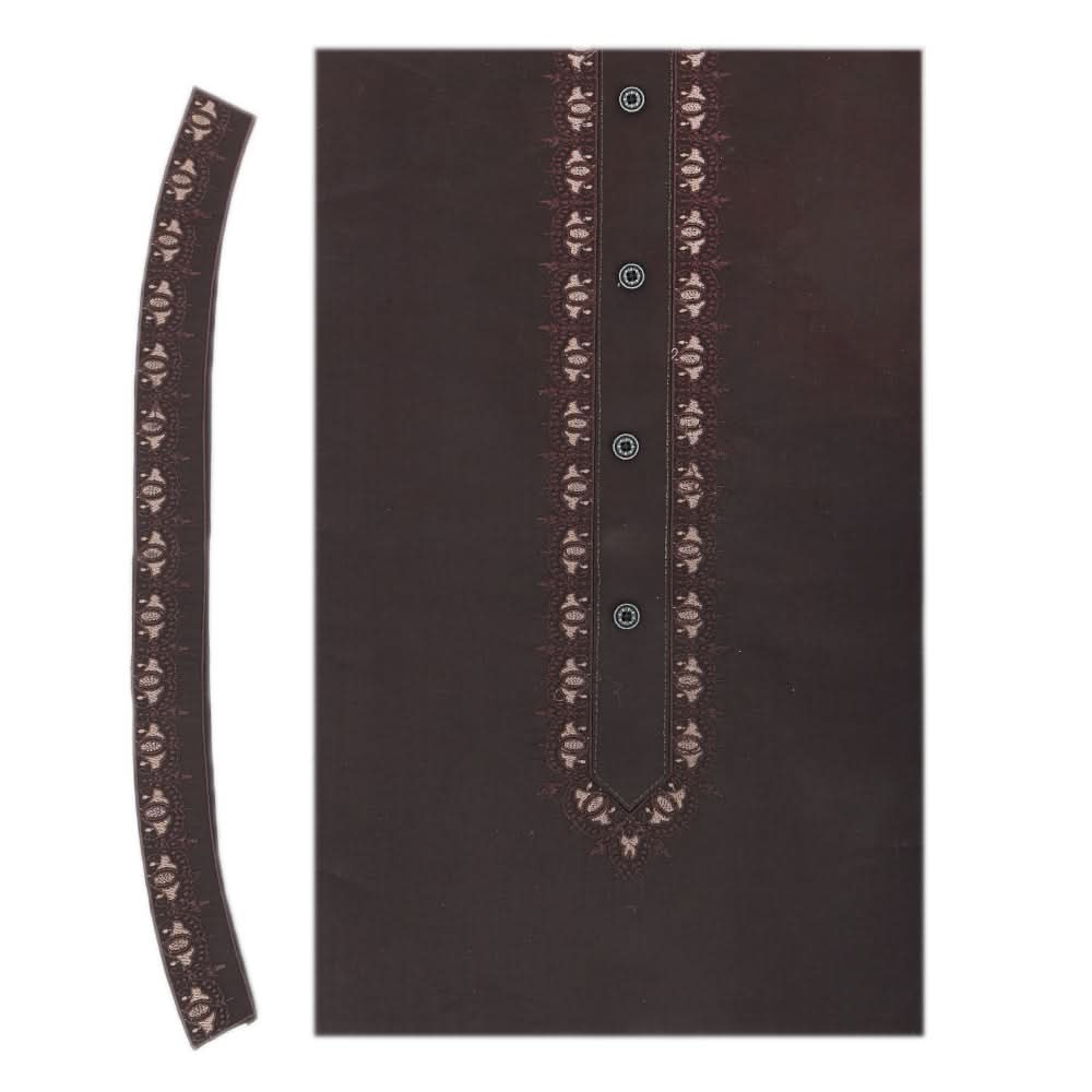 Men's Mashriq Embroidered Un-Stitched Suit - Dark-Brown, Men, Unstitched Fabric, Chase Value, Chase Value