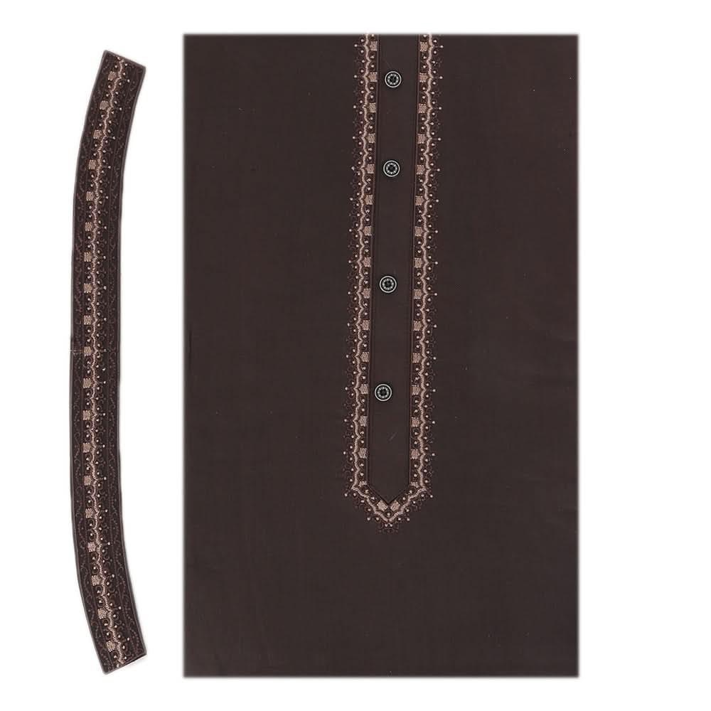 Men's Mashriq Embroidered Un-Stitched Suit - Dark-Brown, Men, Unstitched Fabric, Chase Value, Chase Value