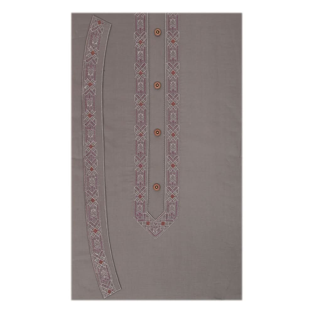 Men's Mashriq Embroidered Un-Stitched Suit - Dark-Grey, Men, Unstitched Fabric, Chase Value, Chase Value