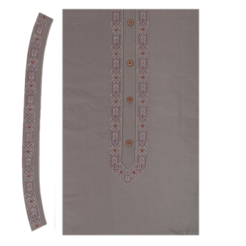 Men's Mashriq Embroidered Un-Stitched Suit - Dark-Grey, Men, Unstitched Fabric, Chase Value, Chase Value