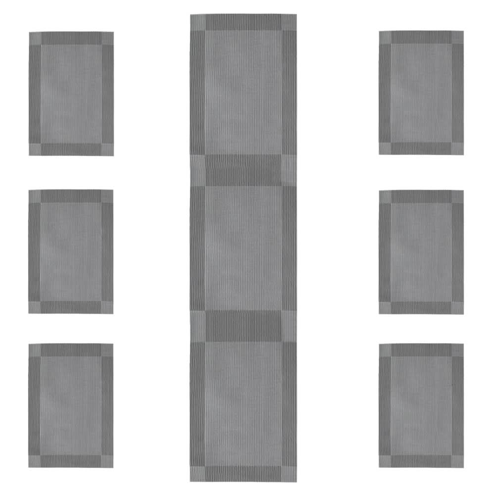 Table Mat with Runner - 7Pcs - Dark Grey, Home & Lifestyle, Mats, Chase Value, Chase Value