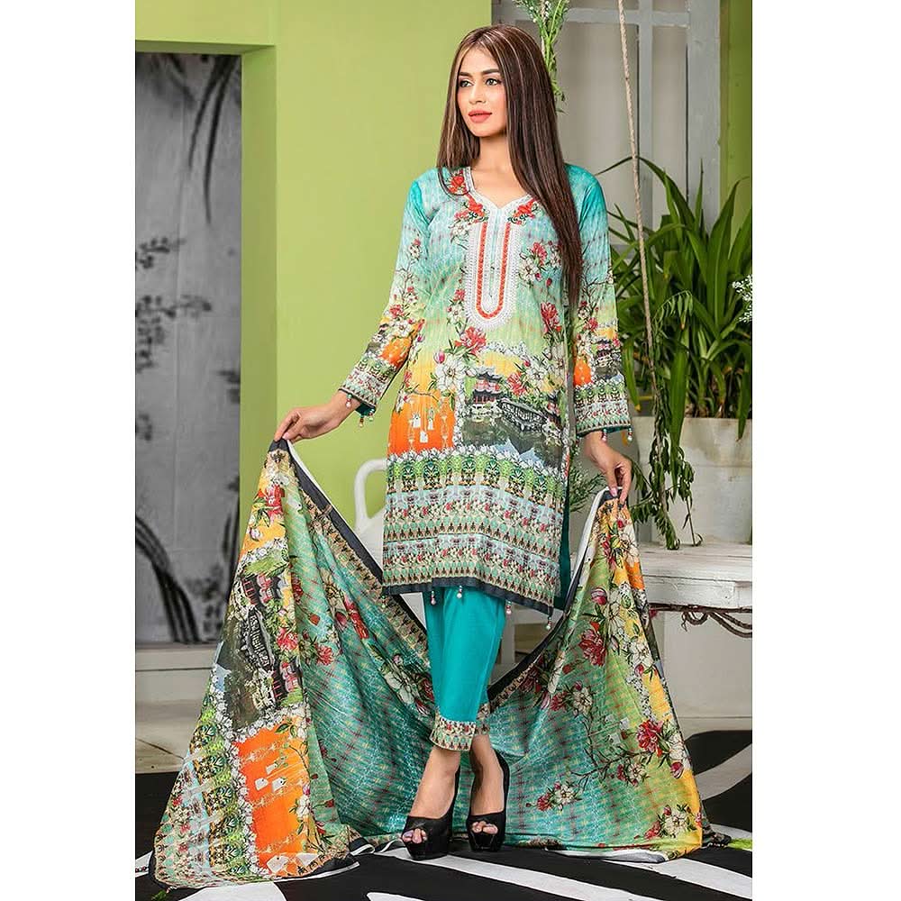 Zarang Embroidered Cotton 3 Piece Un-Stitched Suit - DA2209, Women, 3Pcs Shalwar Suit, Rana Arts, Chase Value