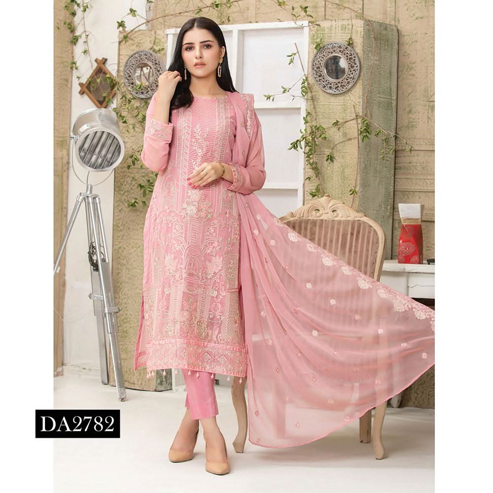 Luxury Embroidered Chiffon Semi-Stitched Suit - DA-2782, Women, 3Pcs Shalwar Suit, Rana Arts, Chase Value