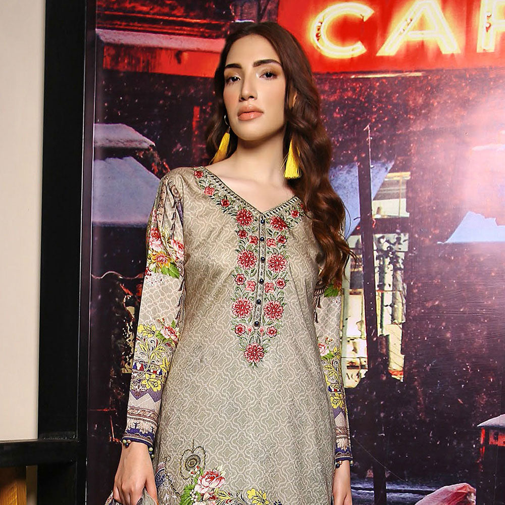 RA LE ROYAL Viscose Jacquard Printed & Embroidered 3 Pcs Un-Stitched Suit - DA-2821, Women, 3Pcs Shalwar Suit, Rana Arts, Chase Value