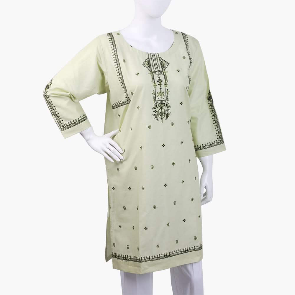 Women's Embroidered Kurti - Light Green, Women Ready Kurtis, Chase Value, Chase Value