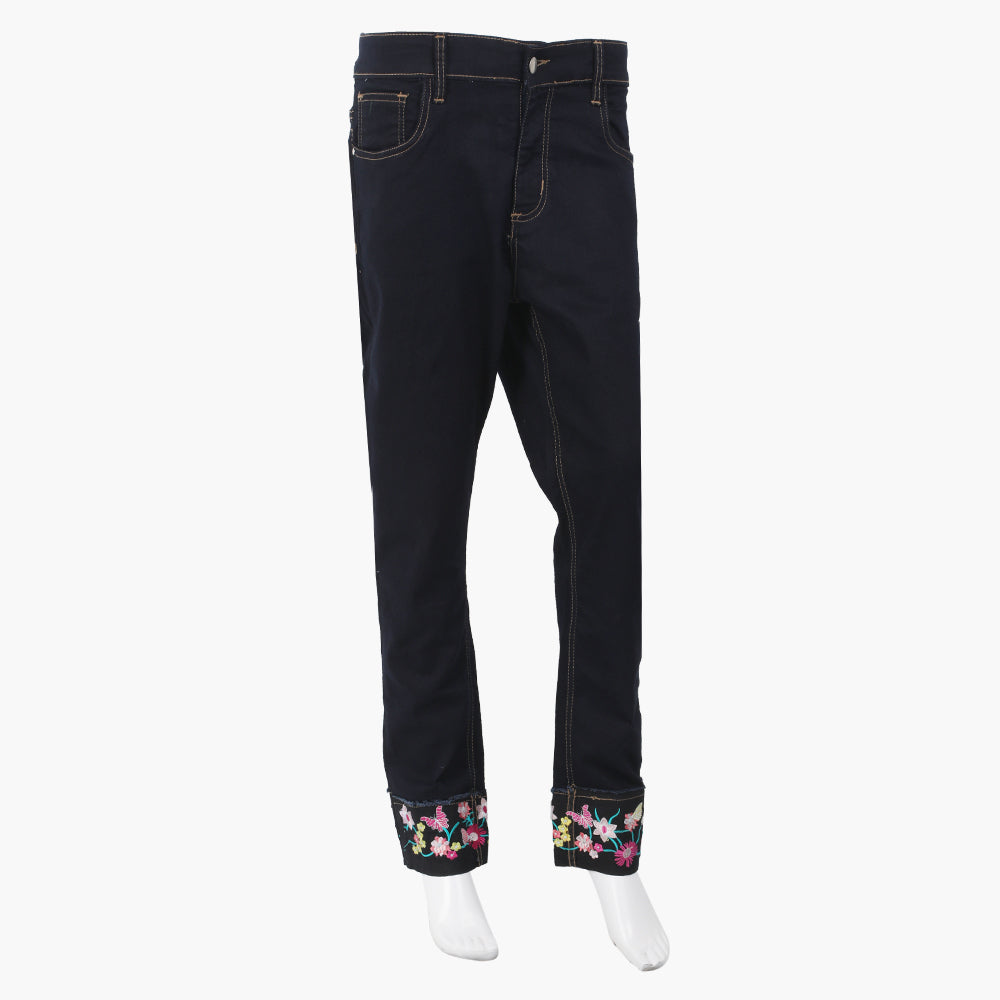 Women's Denim Pant - Navy Blue, Women Pants & Tights, Chase Value, Chase Value