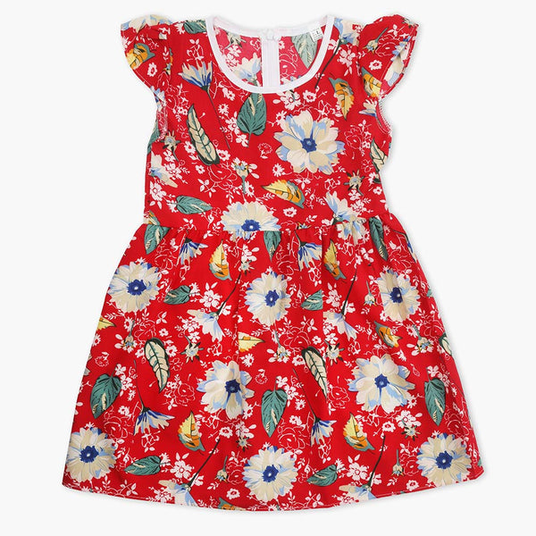 Girl's Cotton Frock - Red, Girls Frocks, Chase Value, Chase Value