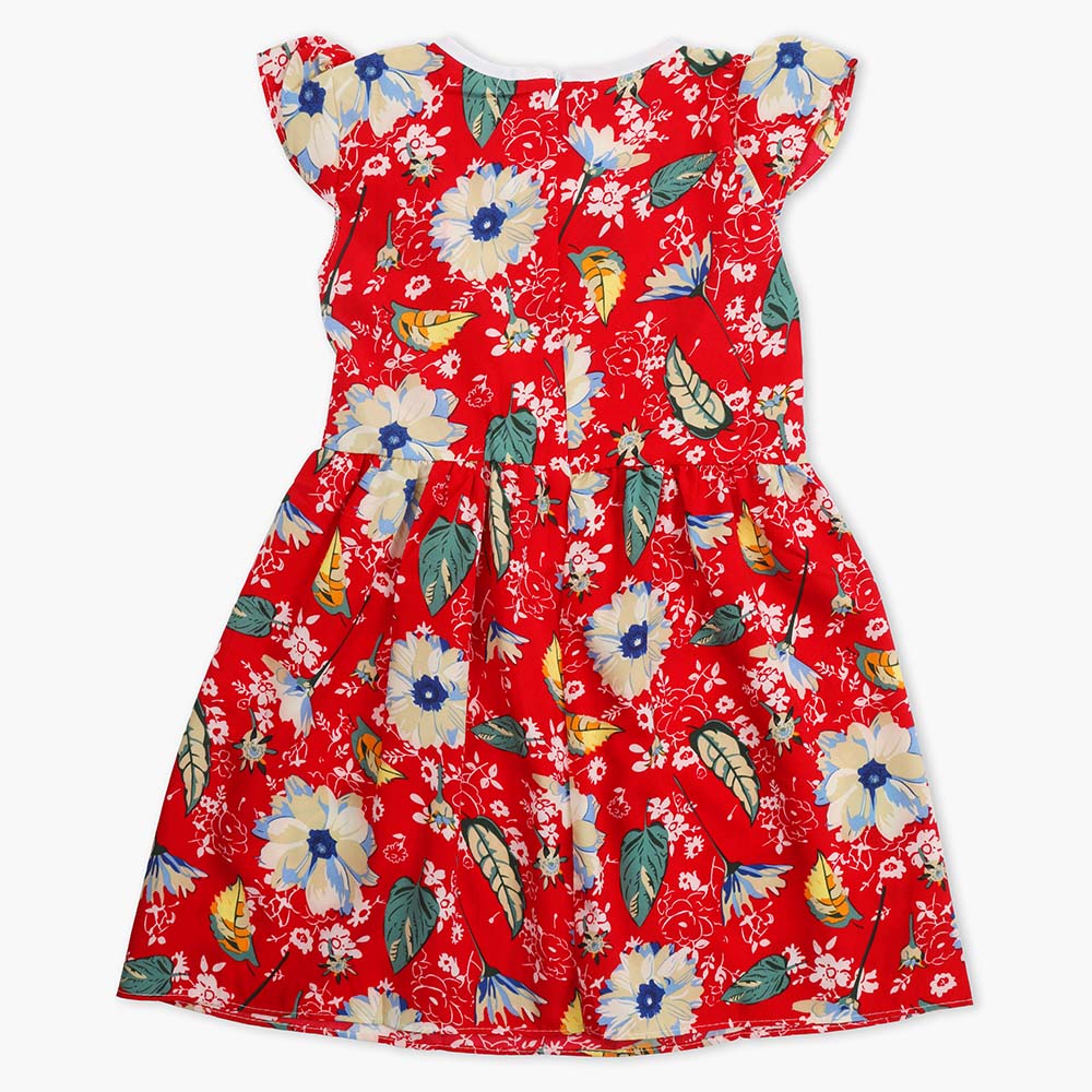Girl's Cotton Frock - Red, Girls Frocks, Chase Value, Chase Value