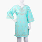 Women's Embroidered Kurti - Cyan, Women Ready Kurtis, Chase Value, Chase Value