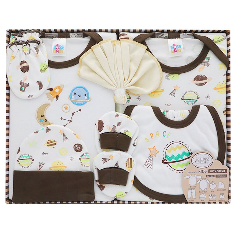 Newborn Gift Set 8Pcs - Coffee, Kids, Gift Set, Chase Value, Chase Value