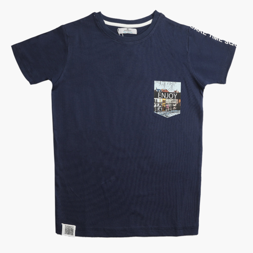 Eminent Boys Half Sleeves T-Shirt - Navy Blue, Boys T-Shirts, Eminent, Chase Value