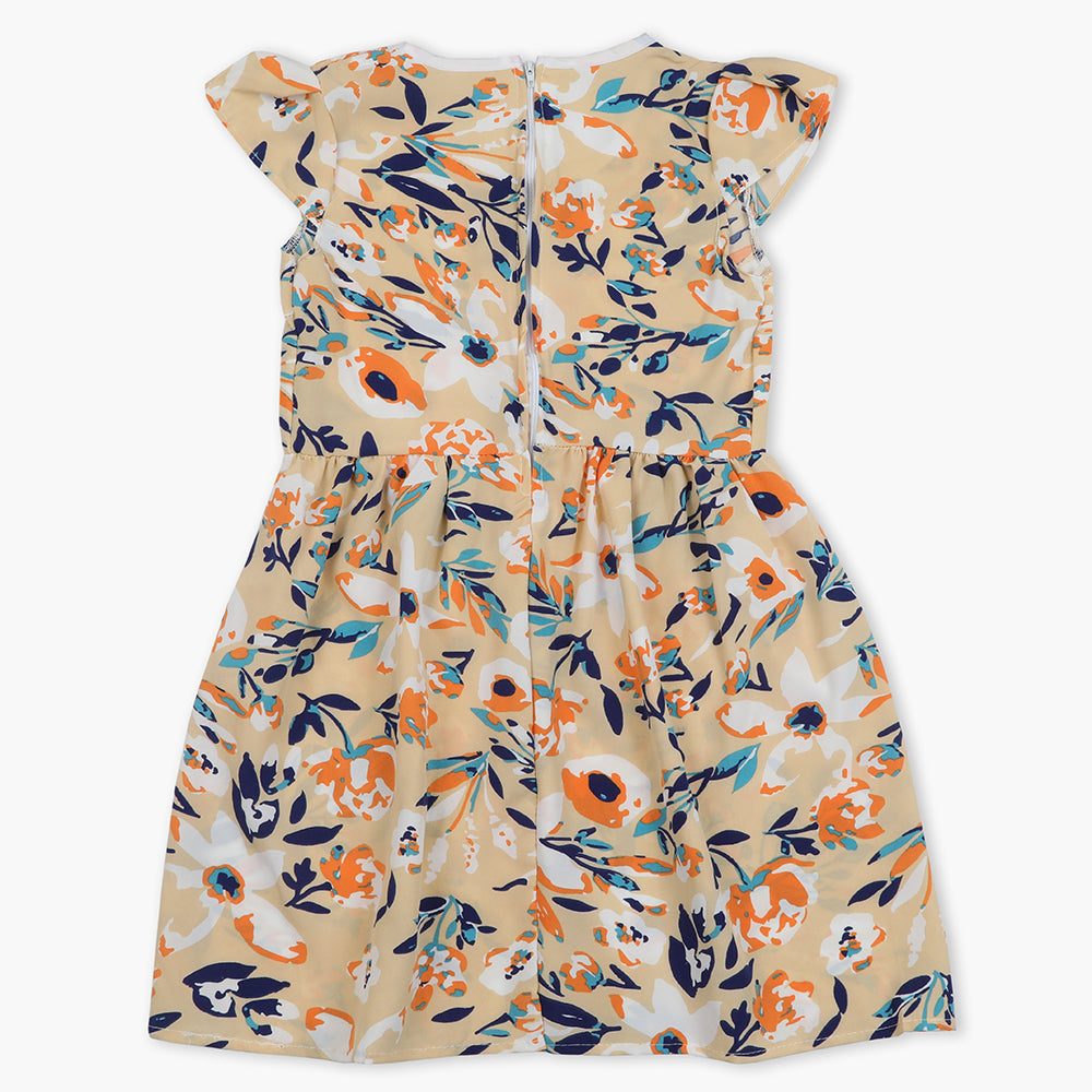 Girl's Cotton Frock - Fawn, Girls Frocks, Chase Value, Chase Value